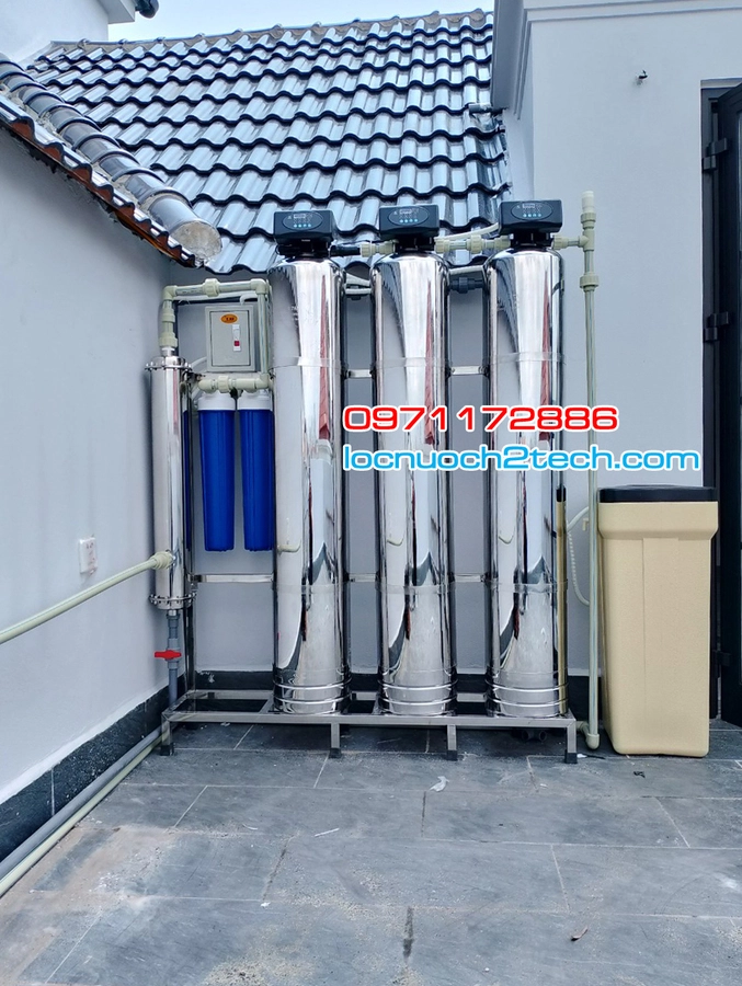 Hệ thống lọc nước HS300IUF CAO CẤP - Tự động sục xả - Cột INOX