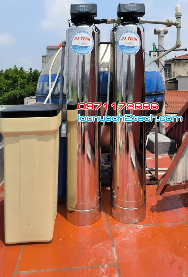 Hệ thống lọc nước HS200I CAO CẤP - Tự động sục xả - Cột INOX