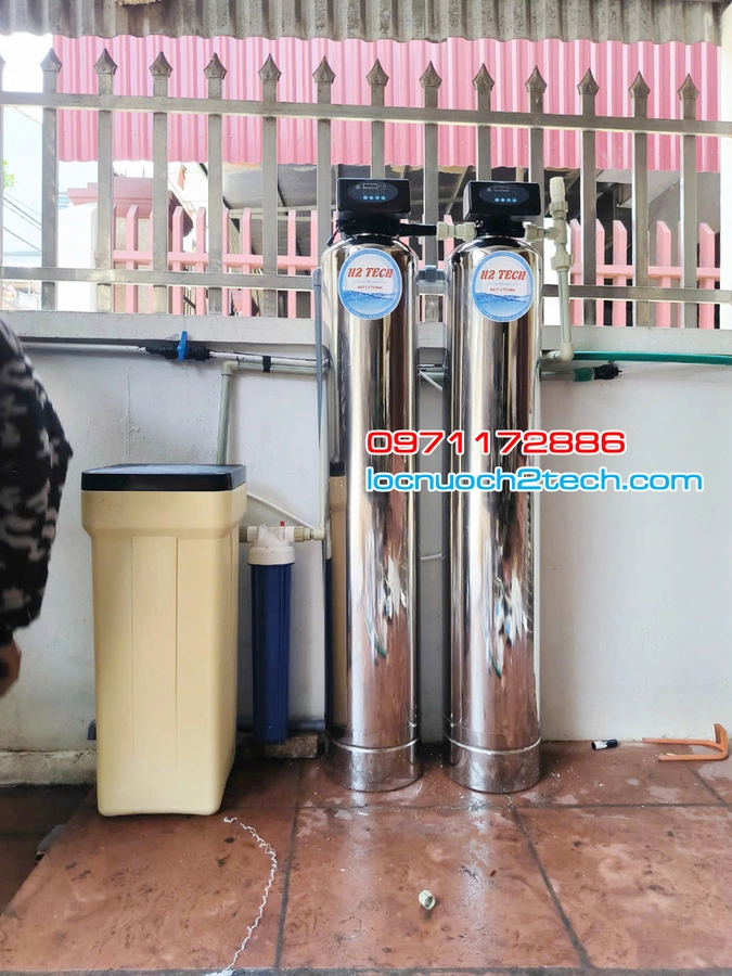 Hệ thống lọc nước HS200I CAO CẤP - Tự động sục xả - Cột INOX