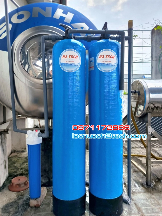 Hệ thống lọc nước H02 CAO CẤP - Van xả tay - Cột composite