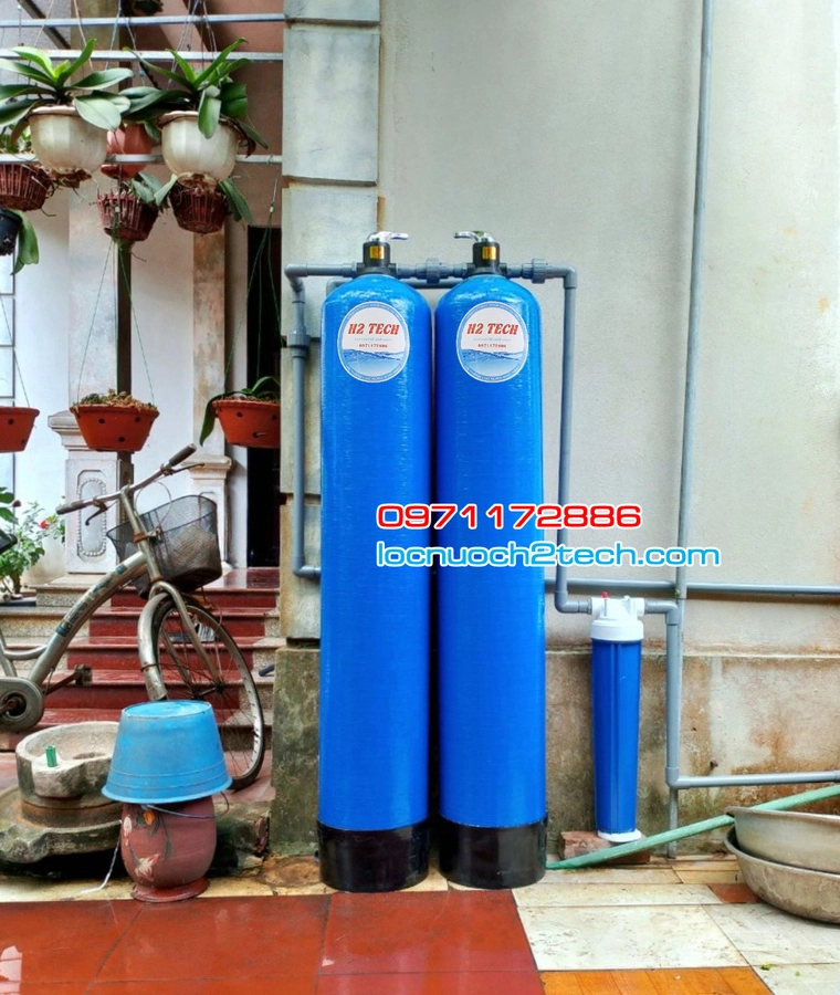 Hệ thống lọc nước H02 CAO CẤP - Van xả tay - Cột composite