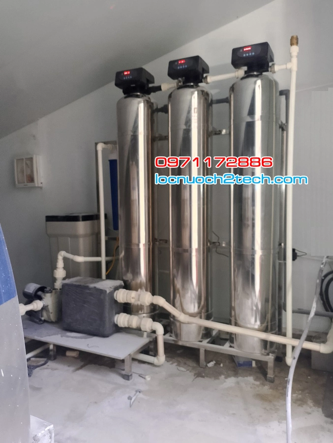 Hệ thống lọc nước HS300I CAO CẤP - Tự động sục xả -  Cột INOX